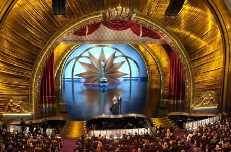 The 'not so massive' stage of the new $90 million Kodak Theatre in Hollywood. The last Academy Awards ceremony held in Hollywood was in 1960.