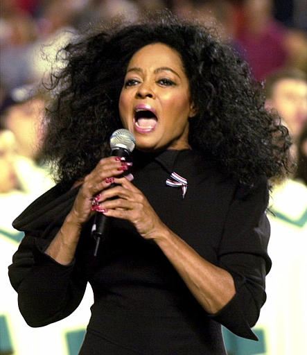 Diana Ross sings 'God Bless America' during the ceremony honoring the victims of the terrorist attacks in New York and Washington, Shea Stadium, New York, September 21, 2001.