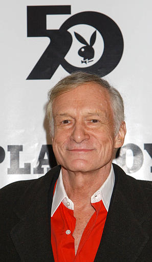 Hugh Hefner arrives to the 50th Anniversary party for his Playboy magazine, New York, Dec 4, 2003.