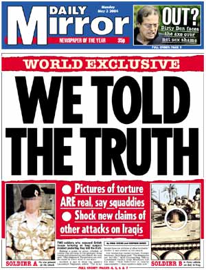 The Daily Mirror frontpage, May 3, 2004.