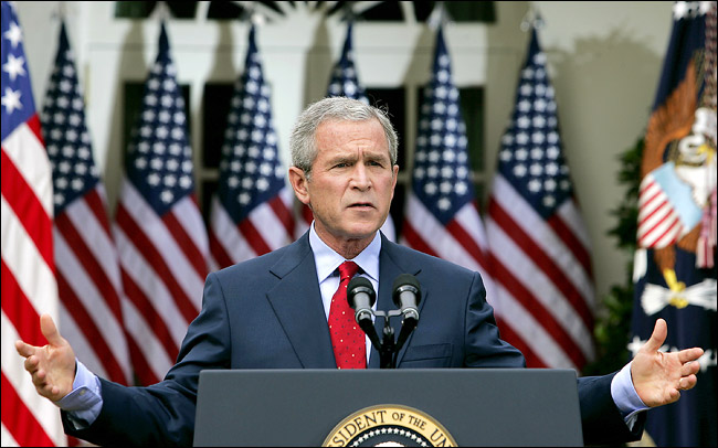 U.S. President George W. Bush during a White House news conference, October 4, 2005.