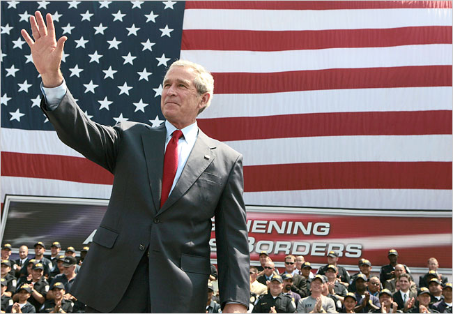U.S. President George W. Bush speaks at a training center for border enforcement agents located in Glunco, Georgia, May 29, 2007.