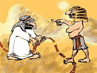 ‎الفراعنة والعرب ... عندي احساس ان العربي في الصورة خايف ومطاطي راسه شوية عن الفرعون الواثق المسيطر!‎