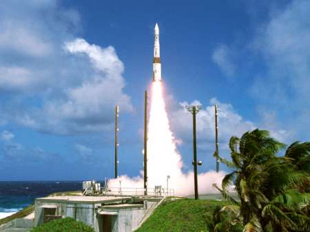 American 'exoatmospheric kill vehicle (EKV) interceptor' launched from the Republic of the Marshall Islands.