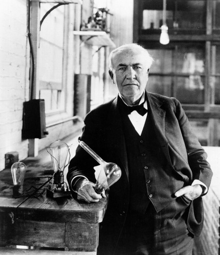 Thomas Edison in his laboratory, West Orange, New Jersey, circa 1920.