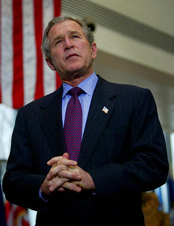 President George W. Bush, National Naval Medical Center, Bethesda, Maryland, April 11, 2003.