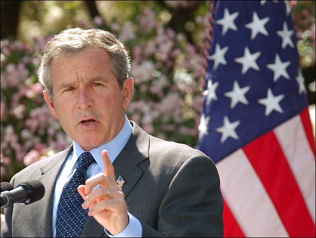President George W. Bush, one day after the Pentagon declared that major combat had ended in Iraq, White House, April 15, 2003.