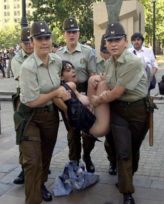 Nude peace activists, Santiago, Chile, March 1, 2003.