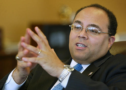 Federal Communications Commission (FCC) Chairman Michael Powell, seen during an interview with the Associated Press, Washington, May 27, 2003.