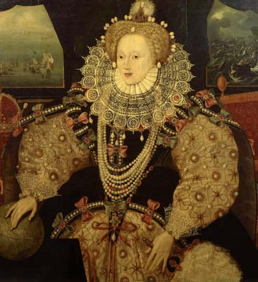 The anonymous 'Armada Portrait' of Queen Elizabeth I, Greenwich, England.