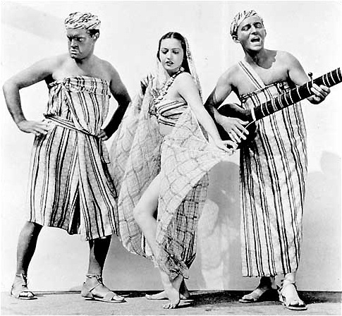 Bob Hope as Ace Lannigan, Dorothy L'Amour as Mima and Bing Crosby as Joshua 'Josh' Mallon V in The Road to Singapore (1940).