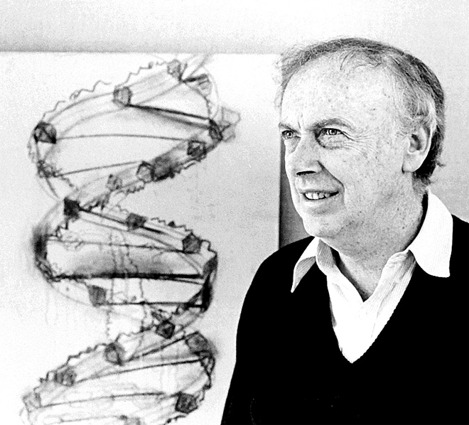 Dr. James Watson in his office at Cold Spring Harbor Laboratory, Cold Spring Harbor, New York.