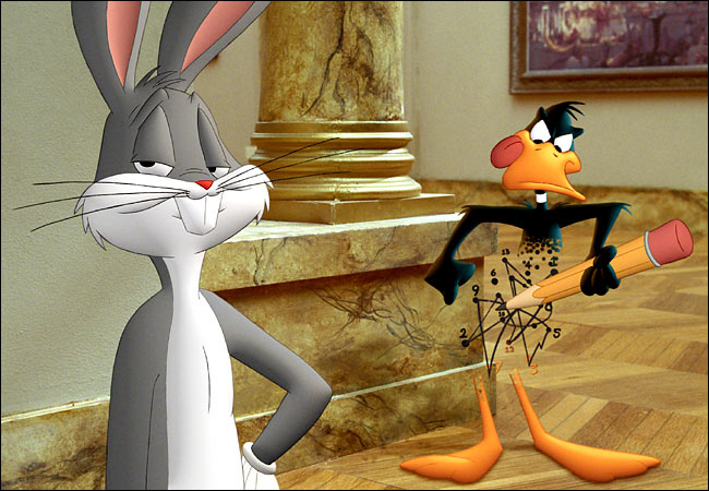 Bugs Bunny and Daffy Duck at the Louvre, where they give the audience an art lesson, Looney Tunes Back in Action (2003).