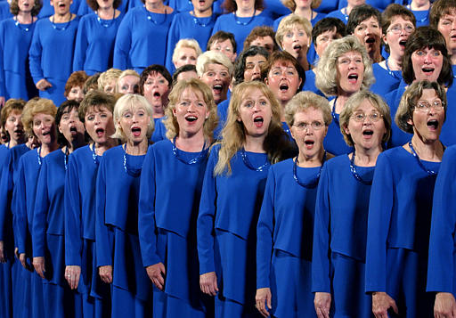 The Mormon Tabernacle Choir performs with the Boston Pops Orchestra in the annual Independance Day concert at the Hatch Shell on the Esplanade, Boston, July 4, 2003.