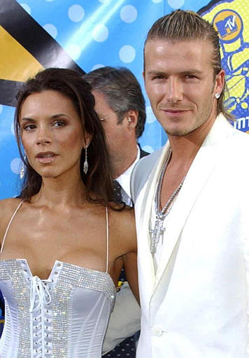 Victoria and David Beckham, MTV Movie Awards, Los Angeles, May 31, 2003.