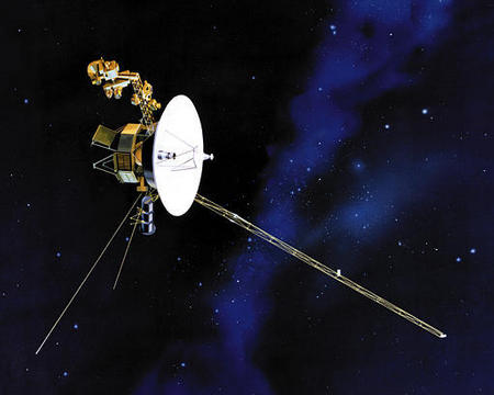 An artist's rendering of one of NASA's twin Voyager spacecraft. As of November 5, 2003, Voyager, which was sent to explore the giant outer planets in our solar system in 1977, was 8.4 billion miles from the sun. As the robotic spacecraft continues to push far beyond the reach of the nine planets, two teams of scientists disagree whether it passed into the uncharted region of space where the sun's sphere of influence begins to wane and the solar system comes to an end.