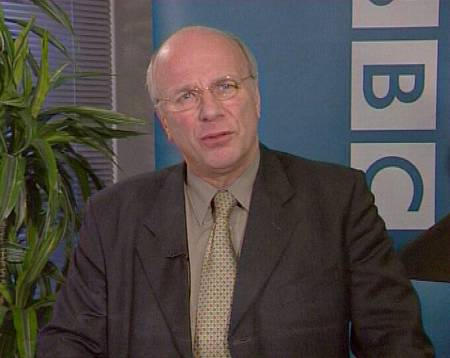 A television grab shows BBC Director General Greg Dyke giving an address after the release of the Hutton report, London, January 28, 2004.