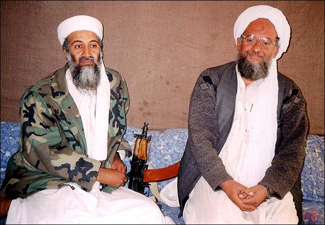 Osama bin Laden, left, with his No. 2, Ayman a-Zawahiri, Afghanistan, early 2001.