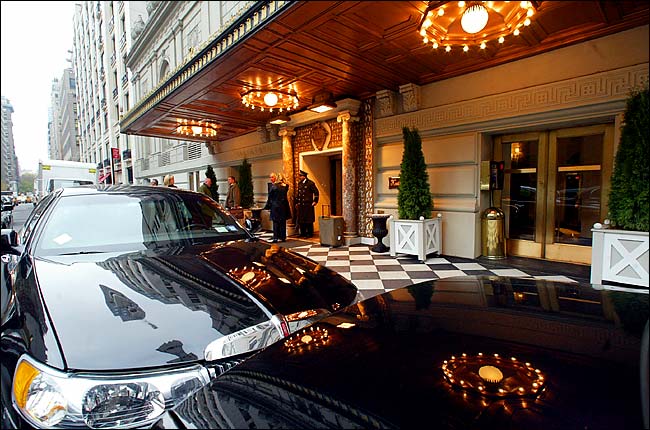 The entrance on 61st Street to the Pierre Hotel, one of the few quasi-public domains of true wealth in New York City.
