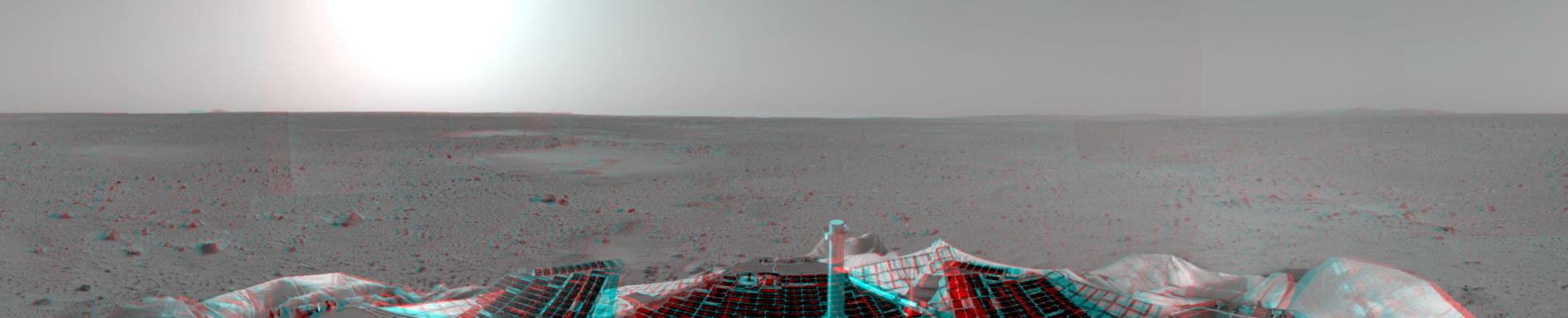 First 3-D Panorama of Spirit's Landing Site, Planet Mars, January 5, 2004.