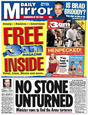 The Daily Mirror frontpage, May 5, 2004.