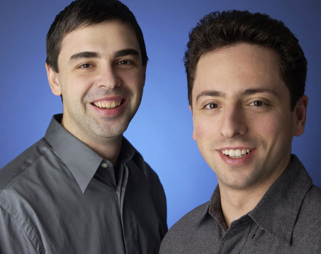 Google founders Larry Page, left, and Sergey Brin.