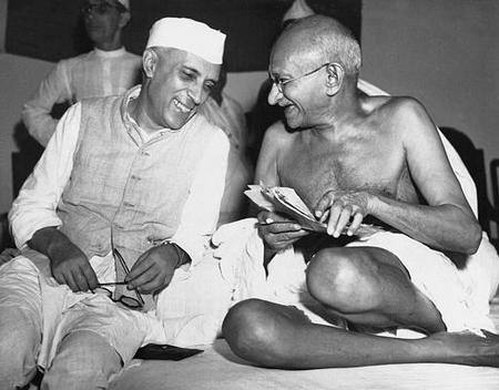 Mohandas Gandhi, the Mahatma, right, who eventually led India to its independence, laughs with the man who was to be the nation's first prime minister, Jawaharlal Nehru.