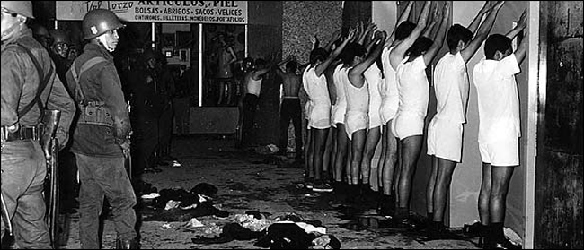 The violent clashes between the police and demonstrators, Mexico City, Mexico, October 1968.