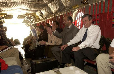 Ambassador L. Paul Bremer III leaves the green zone after he signed the Iraqi Sovereignty document which gave full governmental authority, Baghdad, Iraq, June 28, 2004.