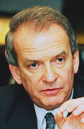 Former Lebanese Economy Minister Marwan Hamadeh in his office in Beirut, ~2002.