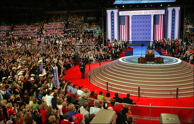 President George W. Bush accepted his party's presidential nomination at the Republican National Convention, Madison Square Garden, New York, September 2, 2004.