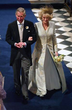 The Prince of Wales and his new bride the Duchess of Cornwall arrive for a Service of Prayer and Dedication in St. George's Chapel, Windsor Castle, April 9, 2005.
