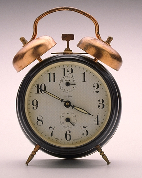 Twin-bell mechanical alarm clock, made by Insa, a famous brand name from Yugoslavia now leading in chess clocks.