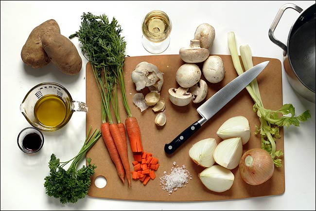 Preparing for a simple vegetable stock.