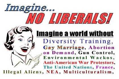 'Imagine no Liberals' sticker  from www.cafepress.com/rightwingstuff/, 2004.