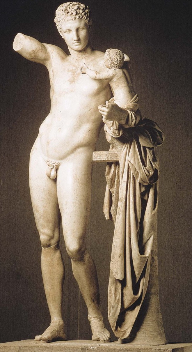 Hermes Bearing the Infant Dionysus, by Praxiteles.