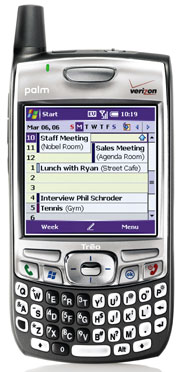 The Treo 700W cell phone runs on Microsoft software, December 2005.