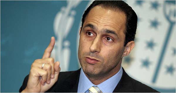 Gamal Mubarak, deputy chief of National Democratic Party and the son of Egypts president, attends his Party annual meeting where he gave unexpected remarks on nuclear power, Cairo, Egypt, September 19, 2006.