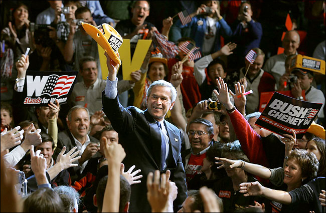 President Gerge W. Bush at a rally, Milwaukee, November 1, 2004.