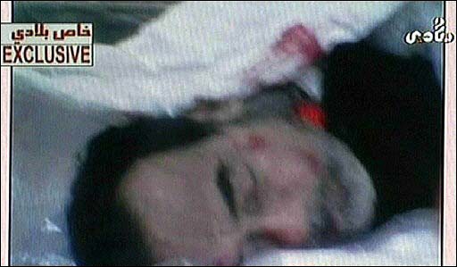 A frame grab from Iraqi television Belady shows the dead body of former Iraqi leader Saddam Hussein draped in a white shroud. after his hanging, Baghdad, early December 30, 2006.