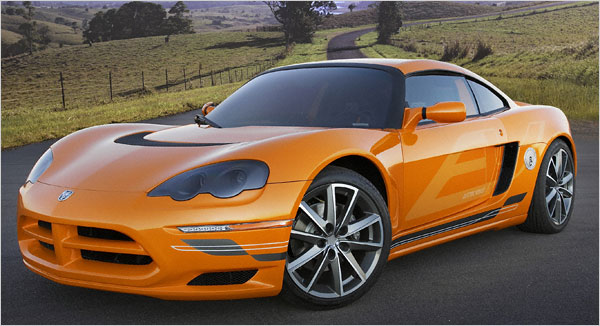 Dodge Circuit EV sports car is one of three prototype electric vehicles introduced by Chrysler in Detroit Auto Show, January 11, 2009.