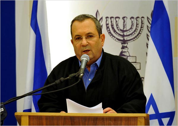 On the eighth day of Israels war against Gaza, Israeli Defense Minister Ehud Barak gives a speech on national television shortly after the ground invasion began, January 3, 2009.