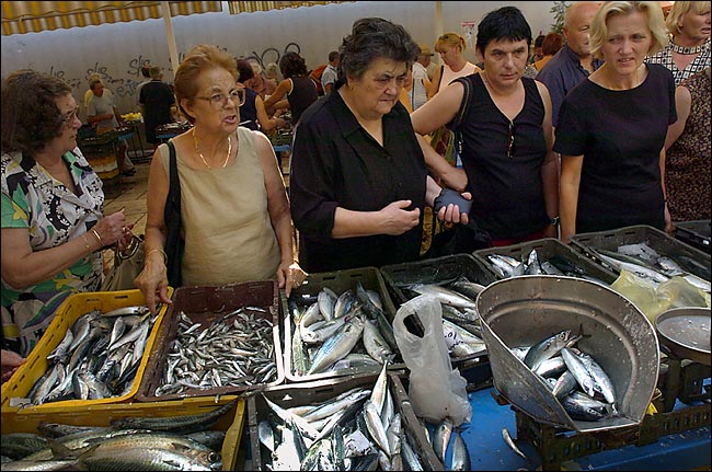 The fish market in Split, Croatia, September 2004.
