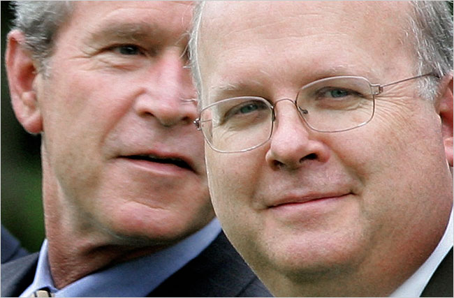 Karl Rove with President George W. Bush in 2005.