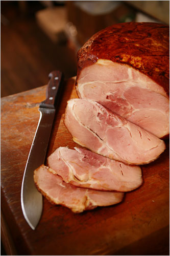 Glazed Holiday Ham made with sour-cherry thyme glaze or clementine peppercorn glaze.
