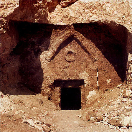 Site of the tomb of Jesus family discovered by archaeologists from the Israel Antiquities Authority in the East Talpiyot neighborhood of Jerusalem in 1980, when the area was being excavated for a building.