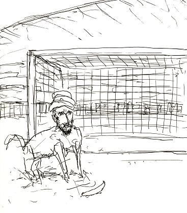 One of three drawings by artist Lars Vilks ridiculing the prophet Muhammad by portraying him as a 'roundabout dog,' that were published in the Sweden newspaper Nerikes Allehanda, August 2007.