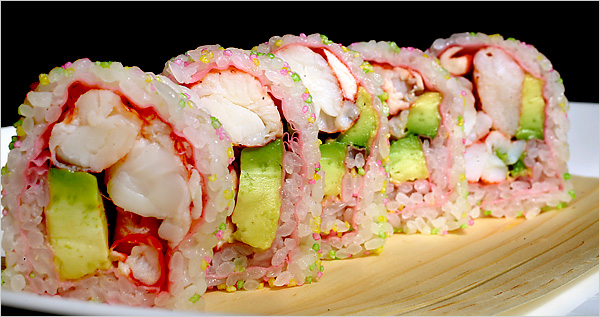 Botan roll with lobster and avocado.
