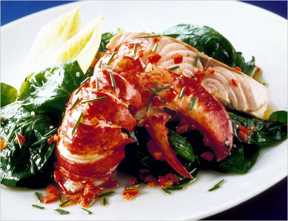 Lobster as part of British Airways' 'well-being' menu, July 2006.