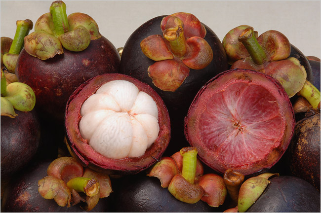 The hard to grow mangosteens thrive in the tropics.